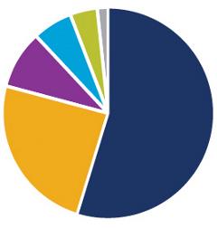 Pie chart showing historical UFG Foundation giving percentages