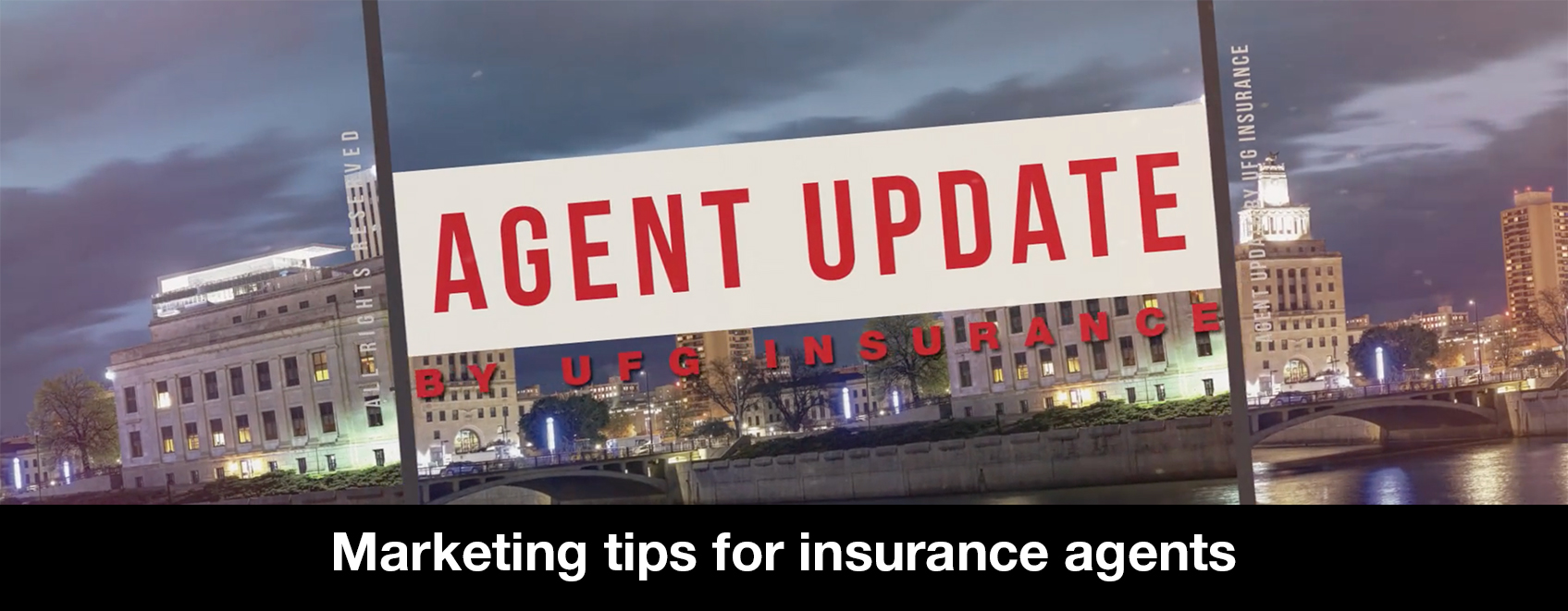 Agent update image with title of video, Marketing tips for insurance agents. 